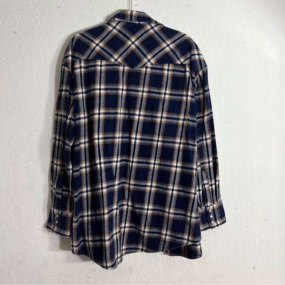 Plains Western Wear Blue Yellow Buffalo Plaid Check Shirt size 2XLT Tall Man - Picture 2 of 7